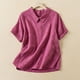 thumbnail image 2 of Tops de Algodón de las Mujeres Y Solapa de Lino Manga Corta de Verano, Camisa Nueva Casual para las Mujeres, 2 of 7