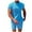 Blue, variant on Short Suits for Men Mens Casual Fashion Button Stand Up Collar Pullover Shirts Elastic Waist Shorts