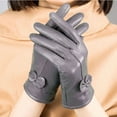 thumbnail image 3 of Gustave Winter PU Leather Gloves for Women Warm Thermal Fleece Lined Gloves Elegant Bowknot Touchscreen Texting Driving Cycling Gloves, Gray, 3 of 5