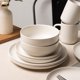thumbnail image 5 of Vajilla De Cerámica Juego de vajilla de gres de 12 piezas con tazas, platos y cuencos aptos para microondas y lavavajillas, apilables, esmaltado mate blanco JASKFLY, 5 of 9