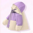 thumbnail image 5 of Lenpel Girls' Rain Jackets Long Sleeve Color Block Zip up Hooded Windbreaker Jackets Casual Outwear Raincoats for Children(Purple,14-15 Years), 5 of 7