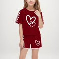 thumbnail image 2 of Fesfesfes Boys and Girls' Fashion Printed Short Sleeve Button-Down Top and Shorts Set Casual 2 Piece Summer Outfits,Round Neck Breathable Clothing Sets,Cute Playwear for Children(Wine#5,13 Years), 2 of 8