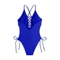 thumbnail image 4 of Yuncity Womens Swimsuits One Piece Lace Up 1 Piece Swimsuit Deep V Neck Bathing Suit Swimwear For Beach Pool Blue S-Xxxl, 4 of 5