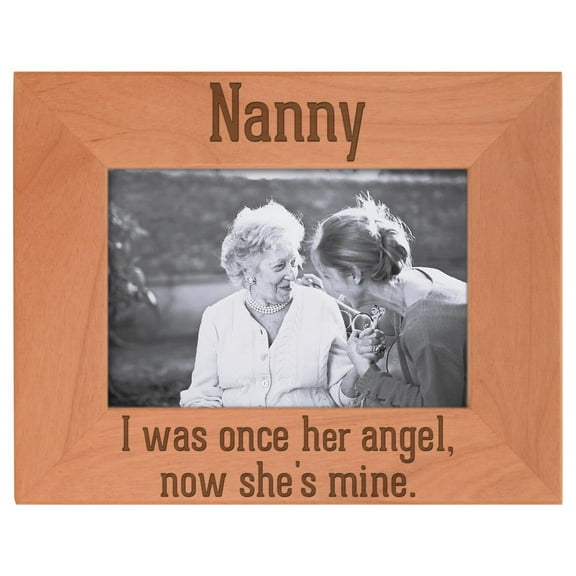 ThisWear Bereavement Gifts for Grandma Nanny I Was Once Her Angel Now She's Mine Funeral Gifts Natural Wood Engraved 4x6 Landscape Picture Frame Wood