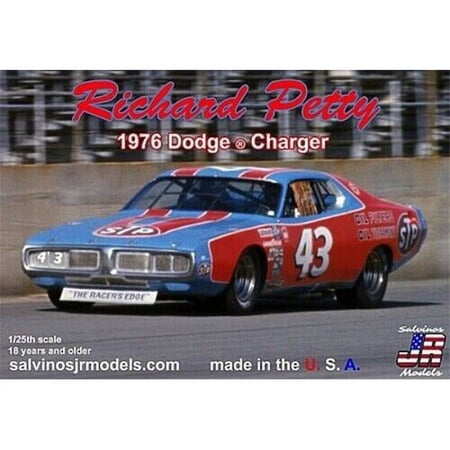 Salvinos JR Models SJMRPDC1976D 1 by 24 Scale Richard Petty 1976 Dodge Charger Plastic Model Car Kit