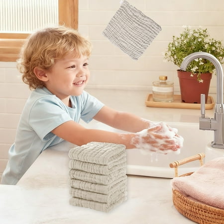 6 Pcs Burp Cloths Cotton Washcloths for Bath & Facial Use Super Soft and Absorbent Small Towels for Travel Gym and Daily Home Care