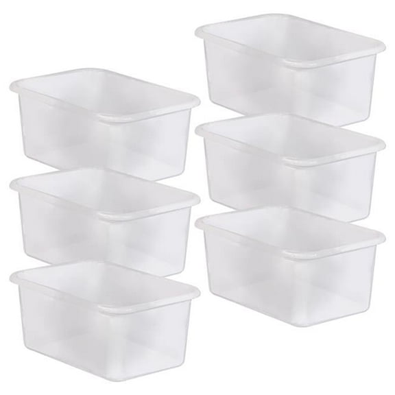 Small Plastic Storage Bin, Clear - Pack of 6