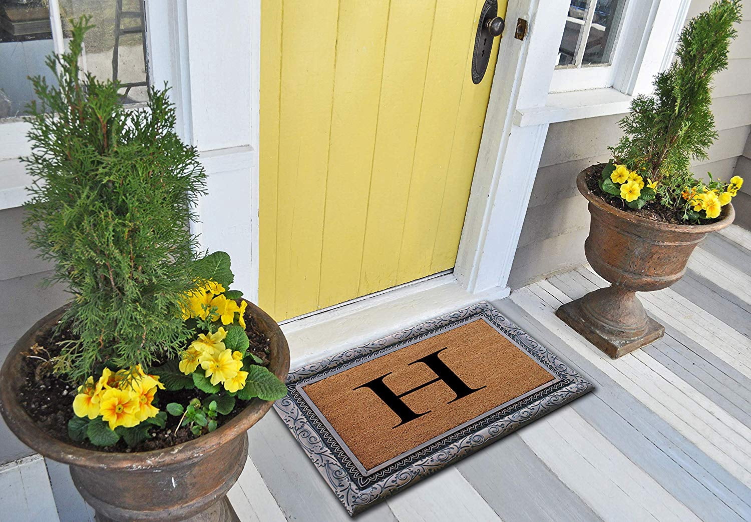 A1HC First Impression Rubber and Coir Albena 24" X 36" Bronze Finished Heavy Duty Monogrammed Doormat