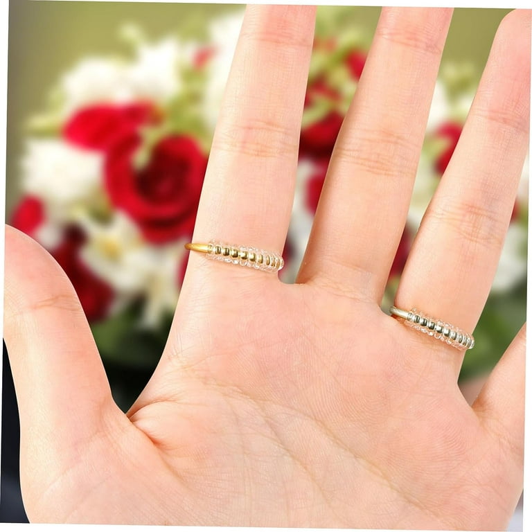 24 Pcs Adjustment Artifact Plastic spacers Women’s Rings Golden Rings Ring  Sizer Ring Size Adjuster for Wide Bands Silicone Ring for Women Ring