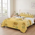 thumbnail image 2 of Twin Quilt Set 68''x86'', Sunflower Lightweight Summer Bedspread Coverlet Set with 2 Pillow Shams, Watercolor Yellow Flower Gradient Plant Breathable All Season Quilt Bedding for Dorm/Bedroom, 2 of 9