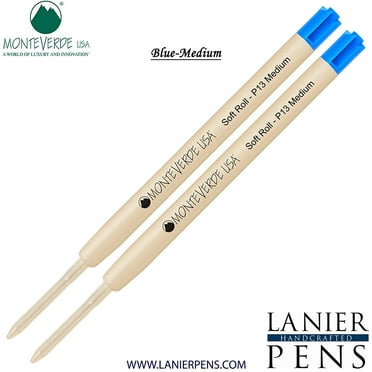 Lanier Combo Pack - 2 Pack - Monteverde SoftRoll Ballpoint P13 Paste Ink Refill Compatible with most Parker Style Ballpoint Pens - Blue (Medium Tip 0.7mm)