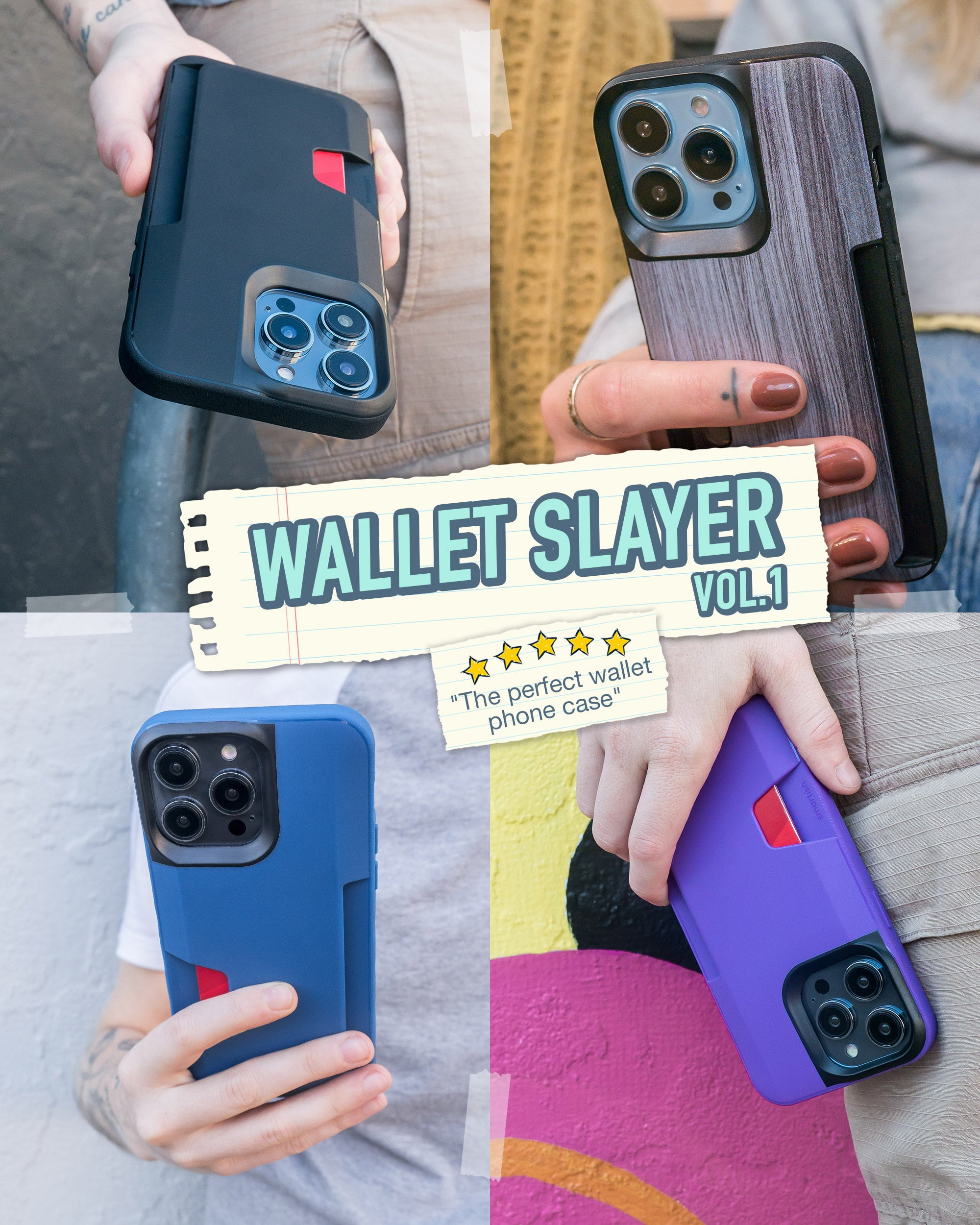 Smartish iPhone 14 Pro Max Wallet Case - Wallet Slayer Vol. 1 [Slim + Protective] Credit Card Holder - Black Tie Affair