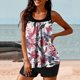 thumbnail image 5 of Trajes de Baño Modestos para las Mujeres Traje de Baño de Eslinga de Impresión de Hojas de Flores Multicolores, Cintura Alta Y Tops de Traje de Baño de Apoyo para las Mujeres, 5 of 6