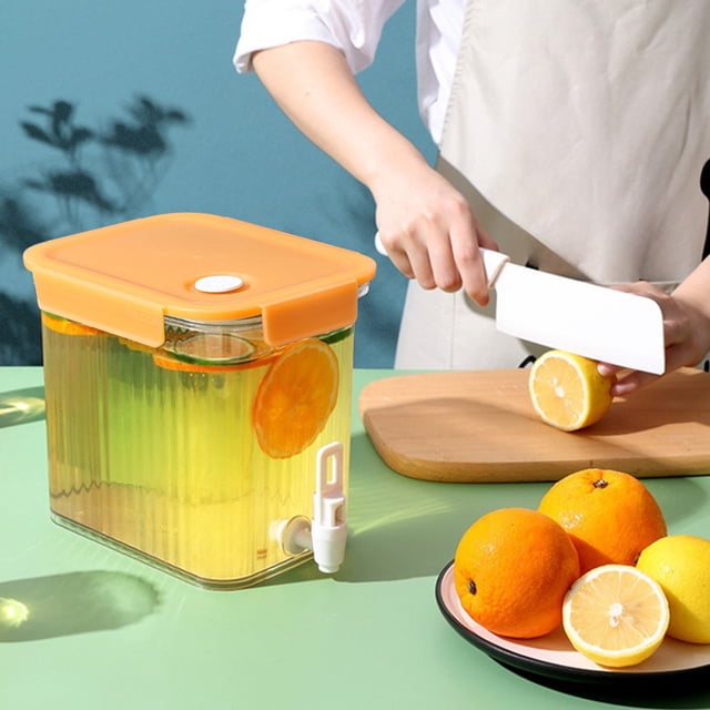 Plastic Beverage Dispenser With Faucet And Lid 2.5 L Capacity For Lemonade Iced Tea Fruit Drinks