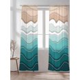thumbnail image 2 of Sheer Curtains 84 Inches Long 2 Panels Set for Living Room, Turquoise Ombre Stripe Semi Sheer Curtains for Windows, Abstract Summer Beach Coastal Voile Window Treatments Rod Pocket Curtain, 2 of 7