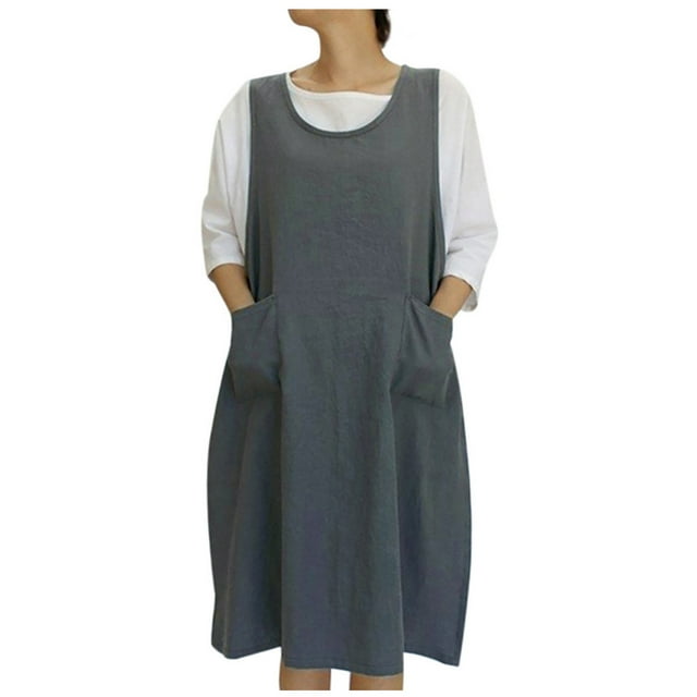 Pompotops Robe Débardeur Rétro d'Été pour Femmes Col Rond Ample à Lacets en Solde
