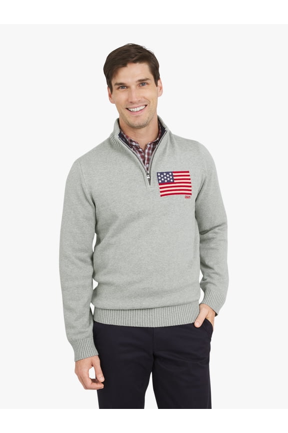 Men's & Big Men's Flag Quarter Zip Sweater, Sizes S-3XL