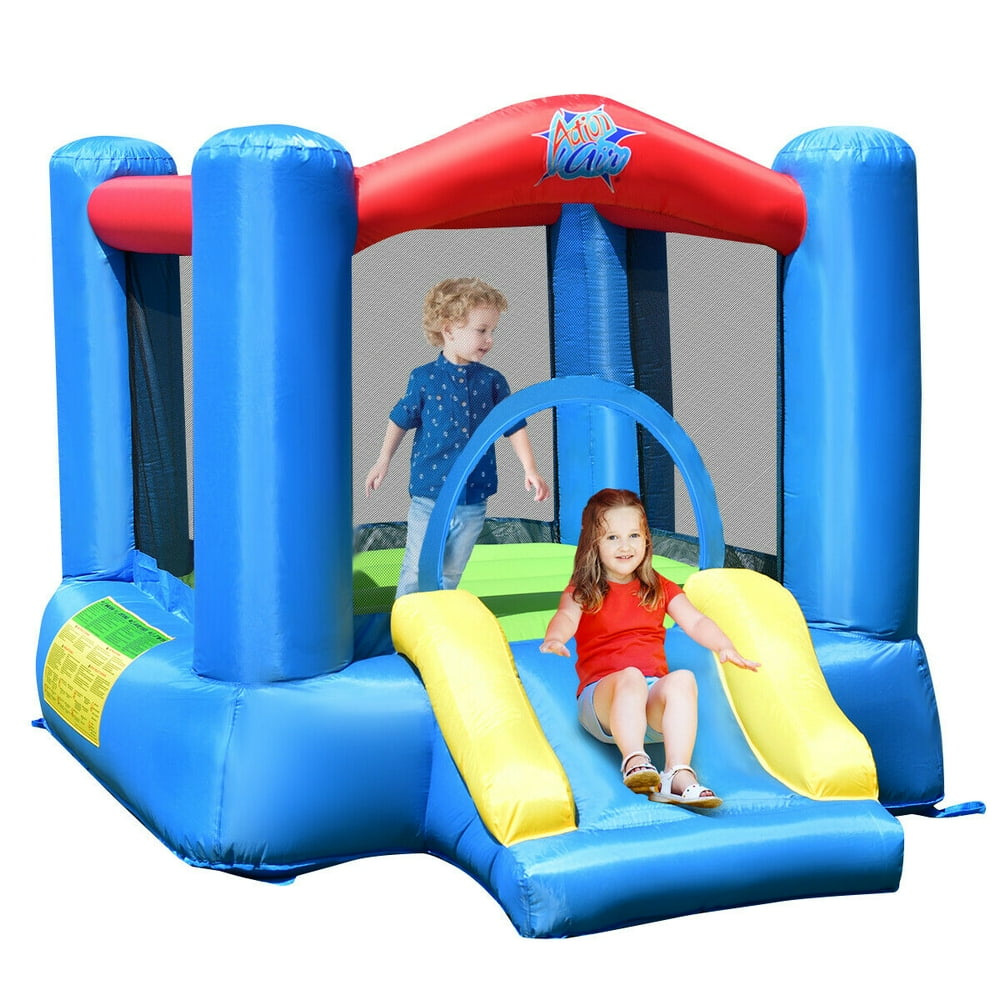 costway inflatable moonwalk slide bounce house with storage bag