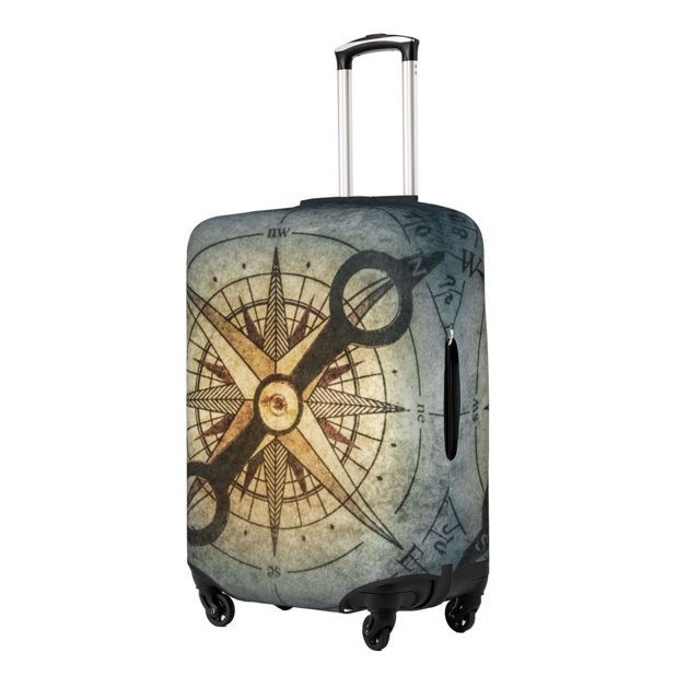 Disketp Vintage Compass Elastic Travel Luggage Cover Travel Suitcase Protective Cover For Trunk Case Apply To 18''-32'' Suitcase Cover (Excluding luggage)-Small