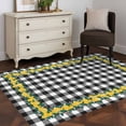 thumbnail image 3 of Summer Lemon Area Rugs 4x6 ft Floral Leaf Black White Buffalo Plaid Washable Rug Non Slip Indoor Carpet Absorbent Floor Mat for Living Room Bedroom Dining Room, 3 of 9