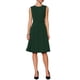 thumbnail image 1 of Vestido sin mangas para mujer INSPIRE CHIC con cremallera, cinturón y corte acampanado, vestido midi para el trabajo, color verde oscuro, 1 of 5