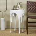 thumbnail image 3 of DecMode 16" x 25" White Aluminum Metal Drip Abstract Accent Table with Melting Designed Legs and Black Glass Top, 1-Piece, 3 of 16