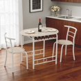 thumbnail image 2 of Ktaxon 3-Piece Modern Kitchen Dining Table Set for 2, Dining Room Round Table and Chair Set with Wine Rack, White and Light Oak, 2 of 7