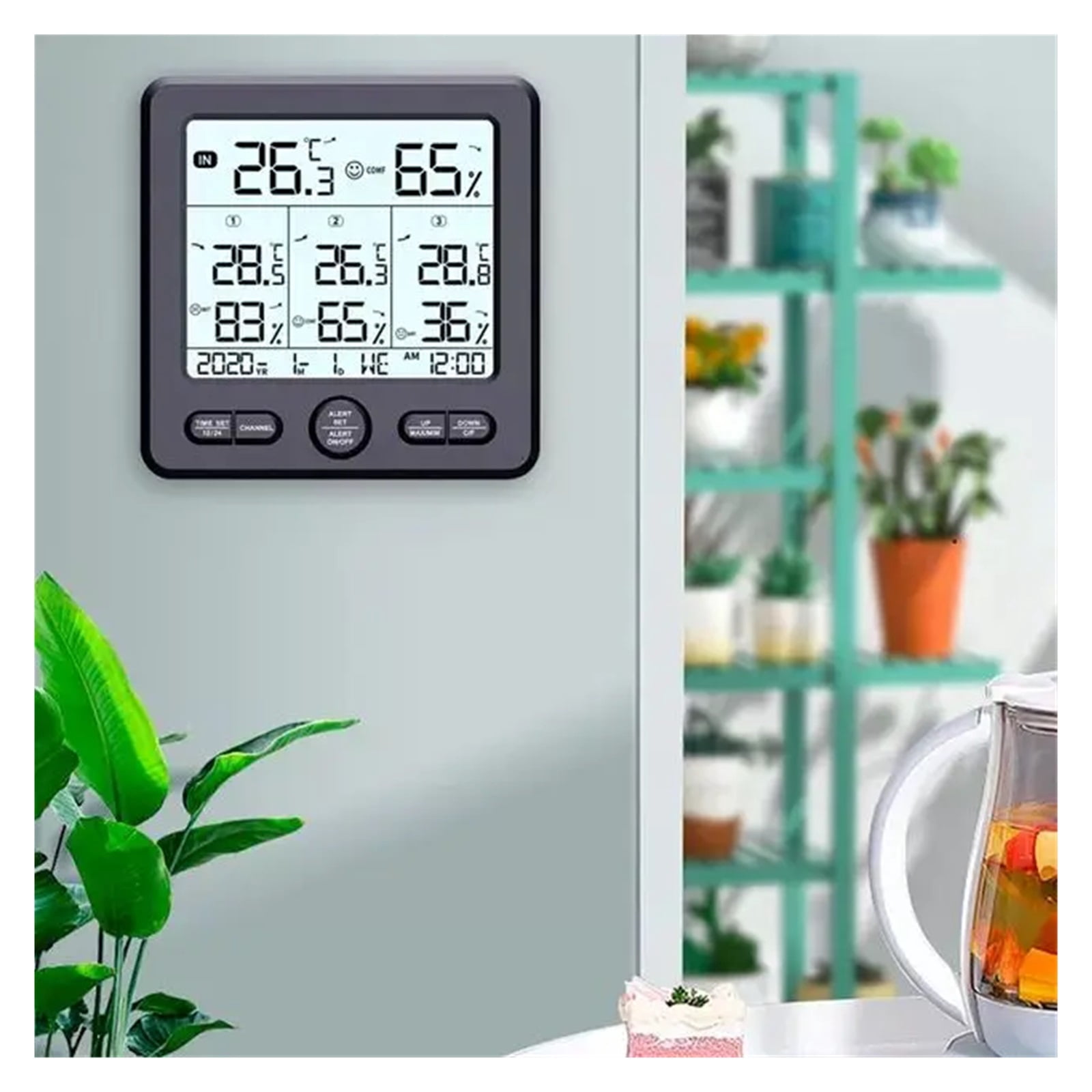 Weather Station Wireless Indoor Outdoor Thermometer Digital Temperature Hygrometer with 3pcs Remote ,Weather Forecast