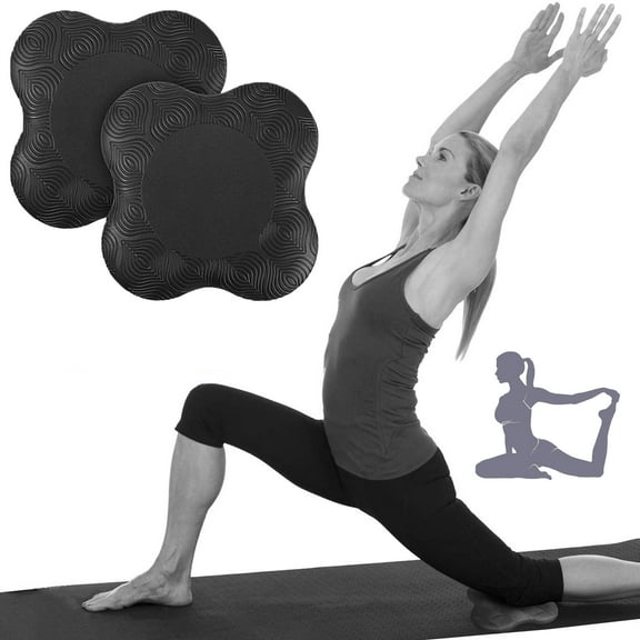 2 Pcs Yoga Knee Mat, Anti Slip Yoga Support Kneeling Mat, Waterproof Pilates Cushion Mat for Man, Women, Comfortable & Lightweight Yoga Exercise Protector for Fitness Mediation Travel, Black
