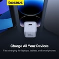 thumbnail image 6 of Baseus USB C Charger, Type-C Fast Charging Wall Charger PD 30W USB-C Compatible with iPhone, iPad, iWatch, White, 6 of 11