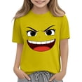 thumbnail image 6 of DAETIROS Funny Face Boys Graphic Tee 100% Cotton Short Sleeve Crew Neck Yellow Kids Boy Top Everyday Wear for Little Kids,Size 5 T, 6 of 6