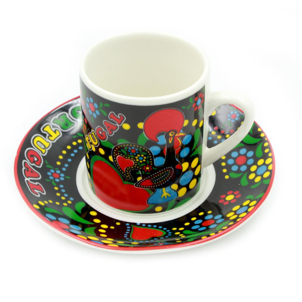 Portugal Themed Set Of 6 Espresso Cups and Saucers With Gift Box Various Designs 