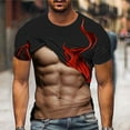thumbnail image 2 of SSAAVKUY Muscle Tee Shirts for Mens Fake Abs T Shirt Funny 3D Flame Graphic Shirts Casual Summer Short Sleeve Tops Crewneck Tshirt Red 6, 2 of 5