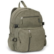 Everest Unisex Canvas Compression Backpack Olive