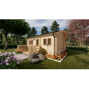 Hakan A 19 ft. x 17 ft. with 12 ft. x 4 ft. porch Log Cabin Building kit