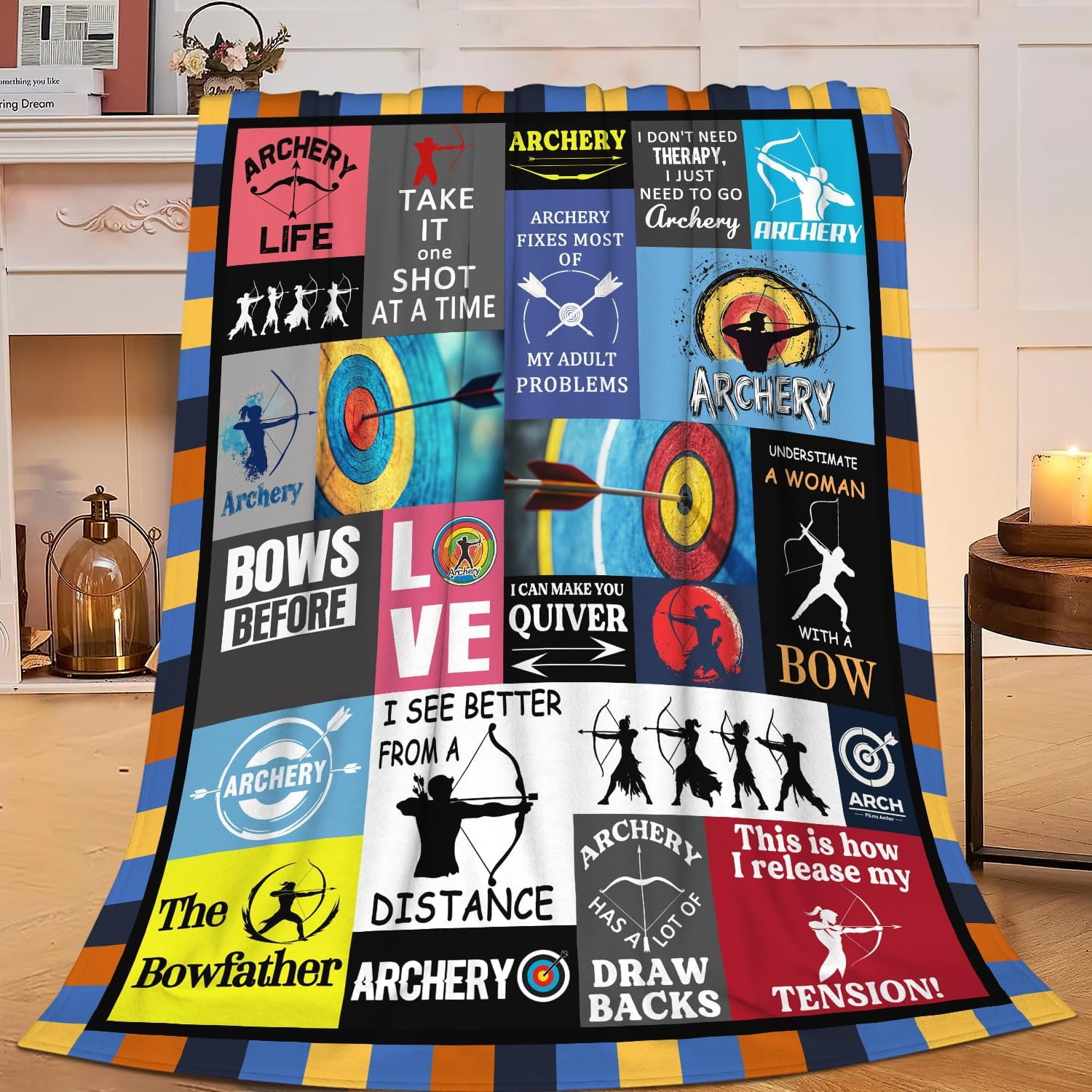 Archery Blanket Flannel Sports Archery Throw Blanket Ultra Soft Cozy Fleece Decor Blanpolyesterkets Gift for Womens Girls Mens Couch Sofa Bed 50" x 40"