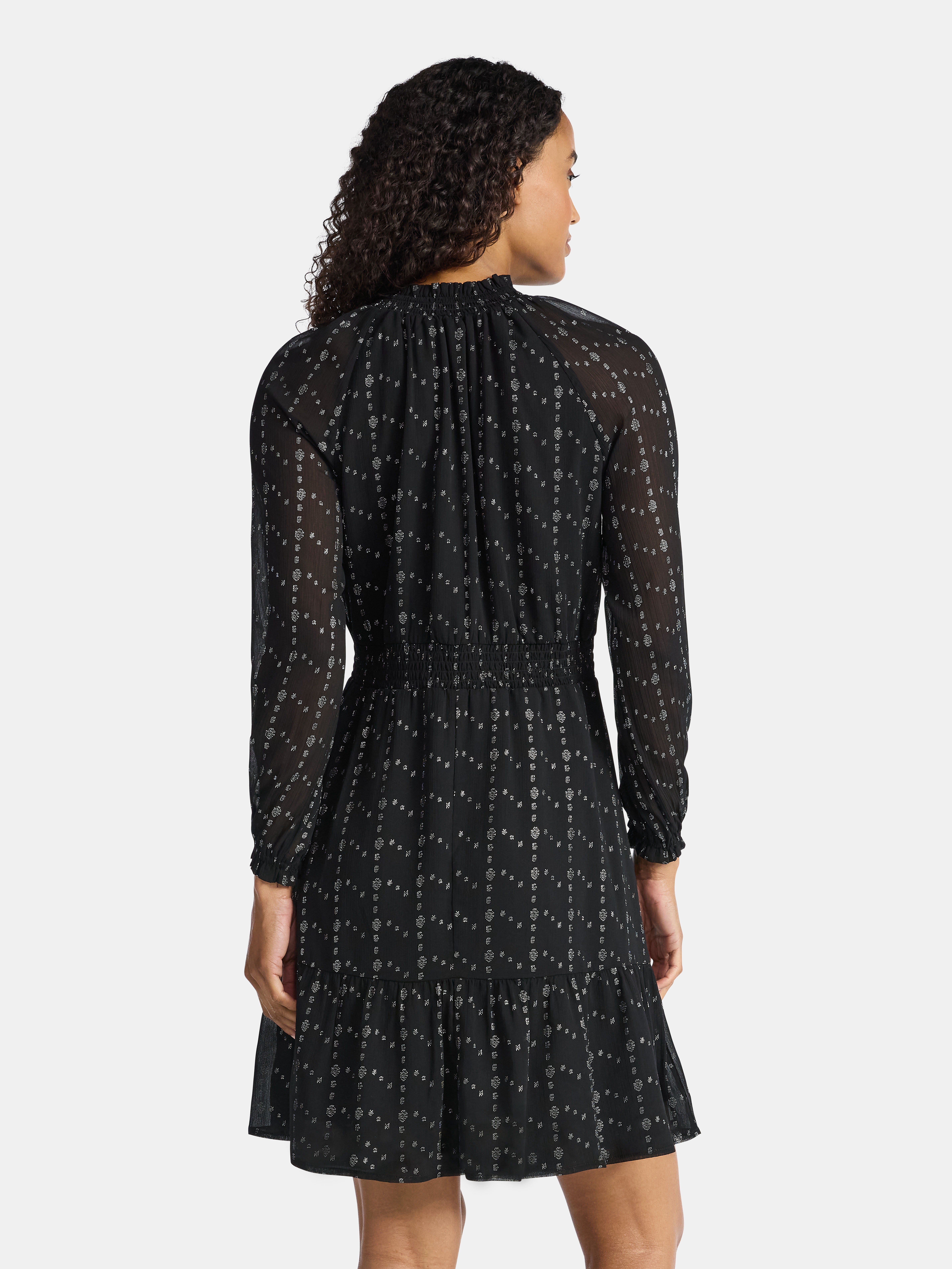 Time and Tru Women's Smocked Mini Dress with Long Sleeves, Sizes XS-XXXL