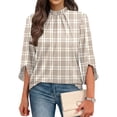 thumbnail image 3 of WIHOLL 3/4 Length Sleeve Womens Tops Pleated Front Blouses for Women Trendy Business Casual Outfits Spring Summer Clothes, 3 of 11
