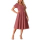 thumbnail image 4 of Vestido Maxi a Cuadros INSPIRE CHIC para Mujer, Vestido de Verano con Pliegues en la Espalda, Decoración de Botones y Mangas Abullonadas, Talla XS, Rojo, 4 of 5