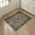 thumbnail image 3 of ODIKA 3'x5' Washable Throw Rug Vintage Boho Ornate Distressed Border Scrolls Ornamental Scroll for Entryway, Kitchen, Mudroom, Stain Resistant, Low Profile, Non-Slip, 3 of 7