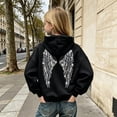 thumbnail image 2 of Linfrsh Girls Sequin Angel Wings Hoodies Trendy Long Sleeve Hooded Baggy Drawstring Sweat Fashion Casual Pullovers With Pockets(Black,4-5 Years), 2 of 8