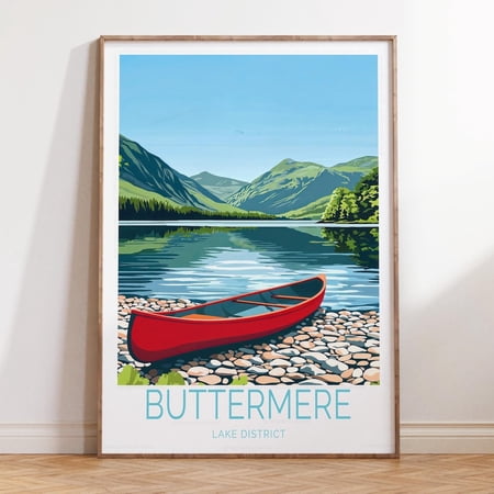 Buttermere Lake District National Park Wall Art, Unframed Paper Print Size 8x12