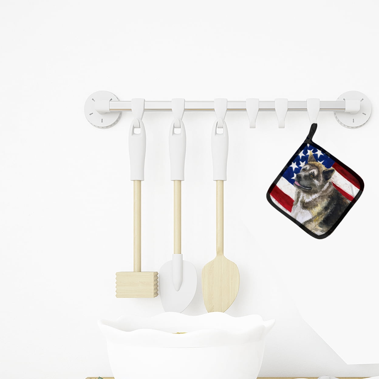 Caroline's Treasures Akita Patriotic Pair of Pot Holders
