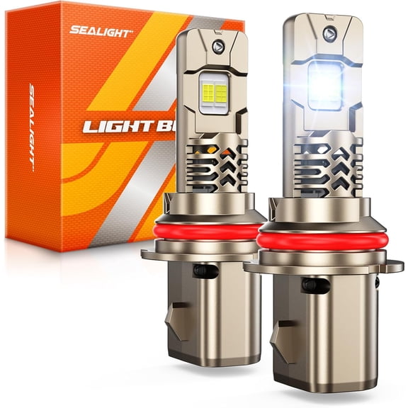SEALIGHT 9007 LED Light Bulb, 50,000LM 1000% Brighter HB5 LED Bulbs, Real Mini Size 6500K Cool White IP68 Waterproof, Plug and Play, Pack of 2