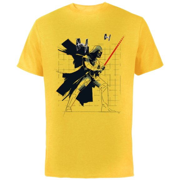 Star Wars Darth Vader Dynamic Grid Sketch - Short Sleeve Cotton T-Shirt for Adults - Customized-Yellow
