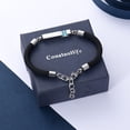 thumbnail image 3 of Stainless Steel Long Bar Locket with Birthstone Leather Funeral Urns Bracelet for Cremation Ashes Holder Memorial Bracelet, 3 of 7