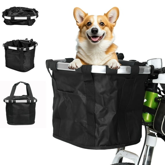 Bike Front Basket, Detachable Dog Bicycle Basket Handlebar Bike Pet Carrier Bike Bag for Women Picnic Shopping Commuting
