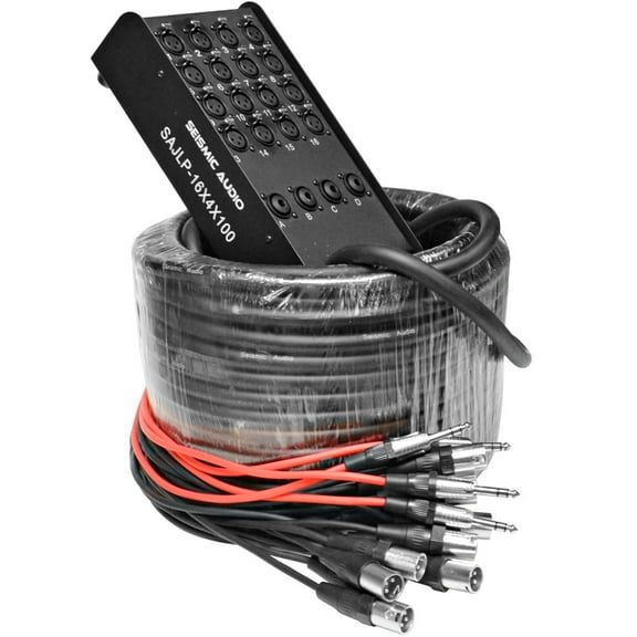 Seismic Audio 16 Channel 100 Foot XLR Low Profile Snake Cable with 4 TRS Returns PA/DJ Stage - SAJLP-16x4x100