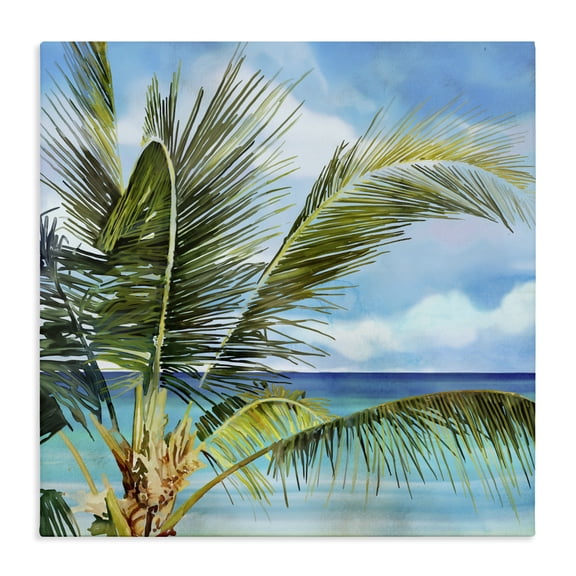 Stupell Industries Lush Palm Watercolor View Canvas Wall Art, design by Mauro Devereaux