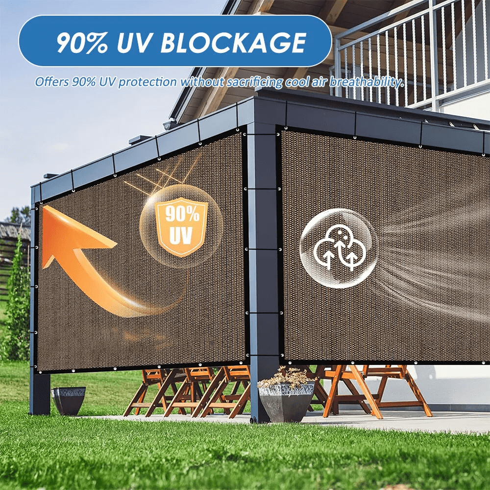 Sun Shade Cloth with Grommets, Privacy Screen Pergola Mesh Cover,  90% UV Protection for Outdoor Canopy Patio Garden